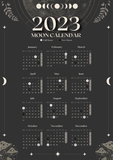 Printable Lunar Calendar 2023 Printable Calendar 2023