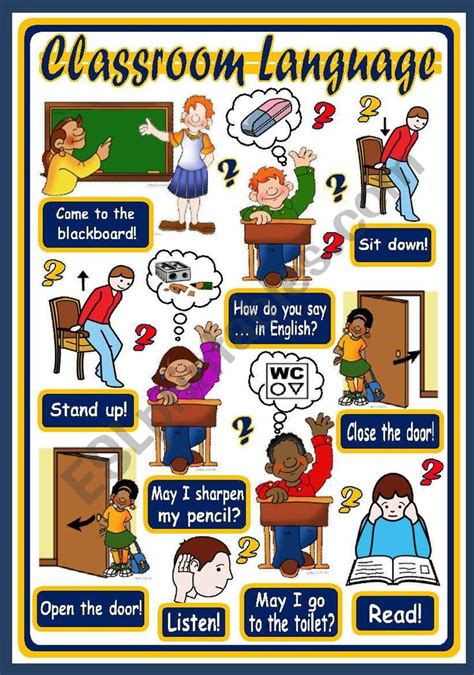 Classroom Language Poster 1 Esl Worksheet By Xani Classroom