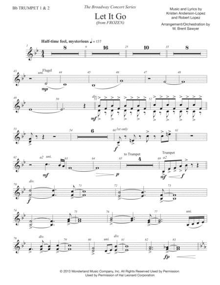 Let It Go From Frozen Trumpet 1 2 Part Sheet Music Pdf Download