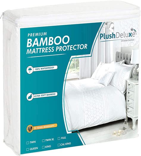 Plushdeluxe Bamboo Mattress Protector Waterproof Hypoallergenic