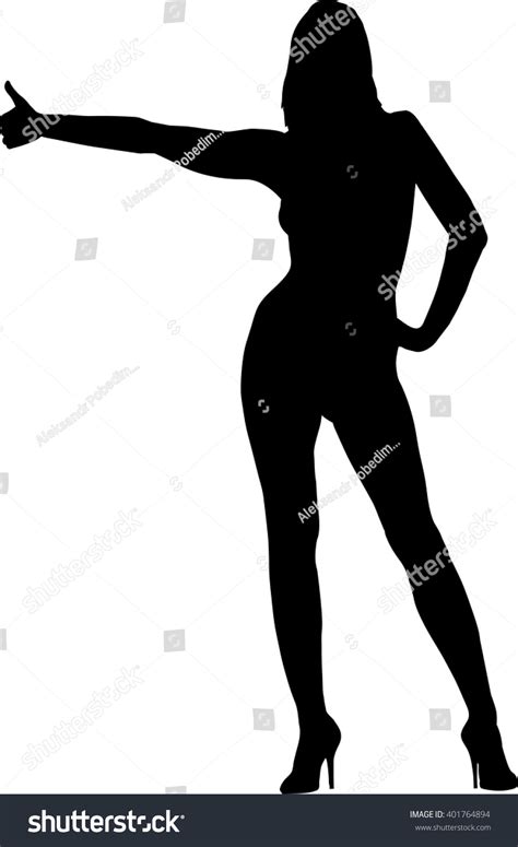 Perfect Body Naked Woman Silhouette Raised