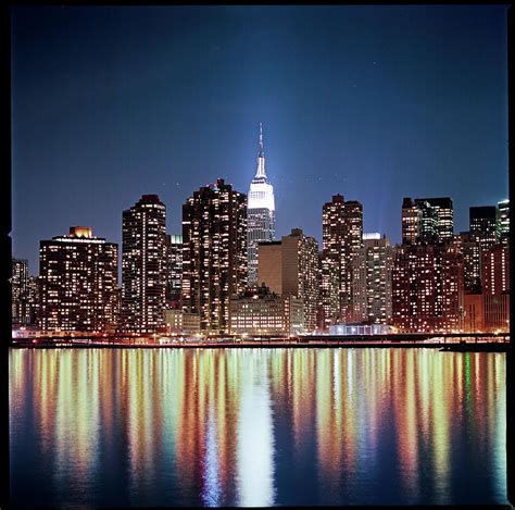 Nyc Reflection Of New York Skyline At Night Was Looking T It Jut A