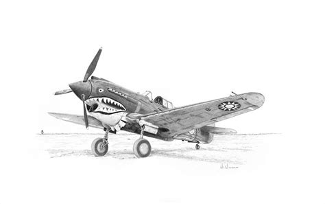 P 40 Warhawk Aviation Fine Art Print Matted Etsy
