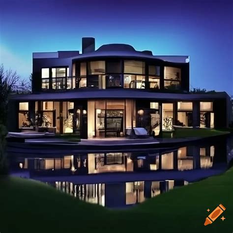 Hyper Realistic Black Modern Mansion On Hills On Craiyon