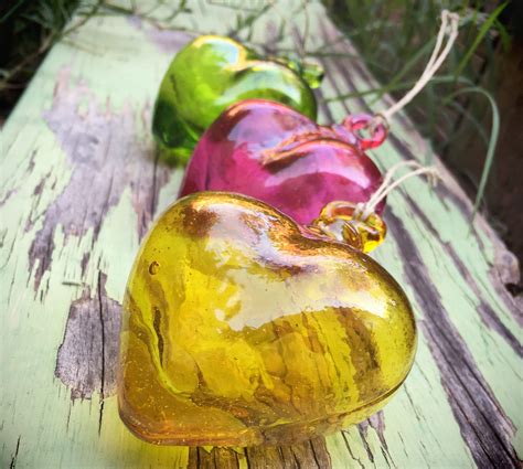 Vintage Blown Glass Hanging Heart Ornaments For The Home From Mexico Christmas Decorations