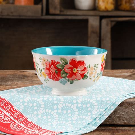 The pioneer woman vintage floral teal butter dish is an attractive and functional piece to put in your kitchen or dining room. THE PIONEER WOMAN VINTAGE FLORAL 6-INCH FOOTED BOWL ...