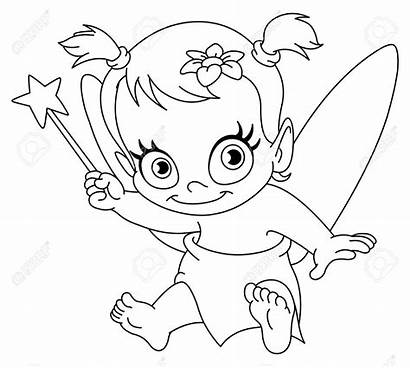 Fairy Coloring Pages Newborn Vector Outlined Clipart