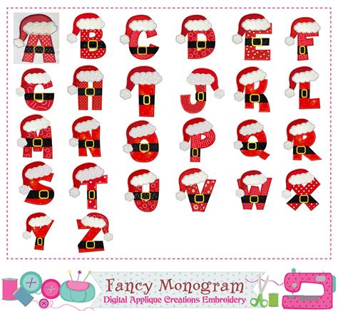 Santa Claus Letters Applique Christmas Monograms Applique Christmas