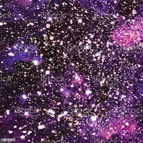 Hand Painted Watercolor Cosmic Texture With Stars Stock Illustration