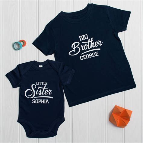 Personalised Sibling Set Retro Brother Sister Set By