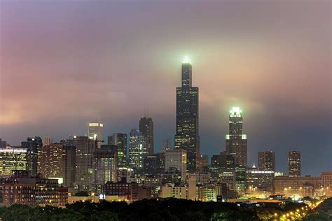 Chicago City Skyline Architecture With Cloudy Skies Photograph By
