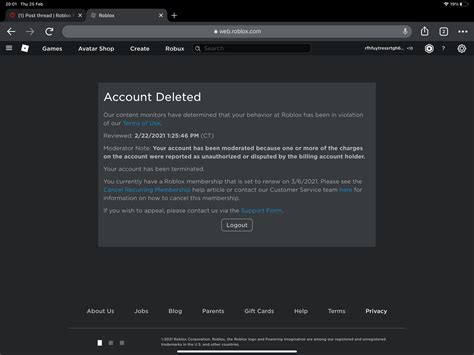 Roblox Deleted My Account For No Reason Roblox Forum