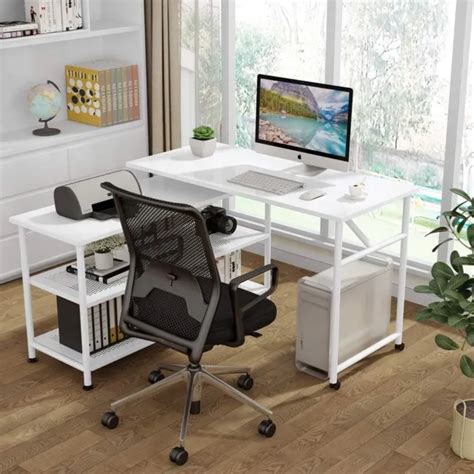 Tribesigns Modern L Shaped Desk With Storage Shelves Rotating