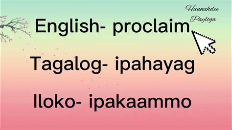 Learn Ilokano Words With English And Tagalog Translation Hannahdee