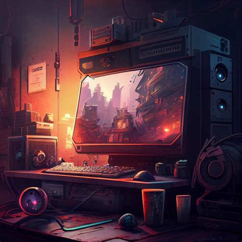 Premium Photo Gaming Desktop Pc Computer Setup Gamer Illustration
