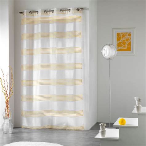 Lenny Striped Jacquard Eyelet Voile Curtain Panel Yellow