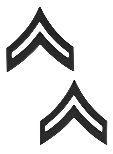 Us Army Corporal Chevron Black Metal Collar Rank Insignia