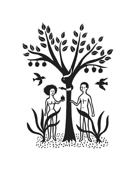 Adam And Eve Taking Apple From Forbidden Tree Drawing By Csa Images