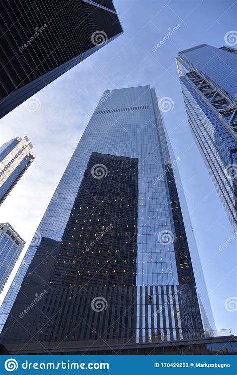 Skyscrapers In New York Manhattan Financial District Stock Photo