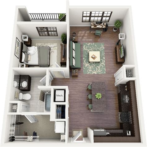 All apartments have their own private entrances. 1 Bedroom Apartment/House Plans