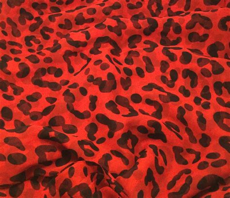 Silk Chiffon Fabric Red And Black Leopard Spots 1 Yard Etsy Silk