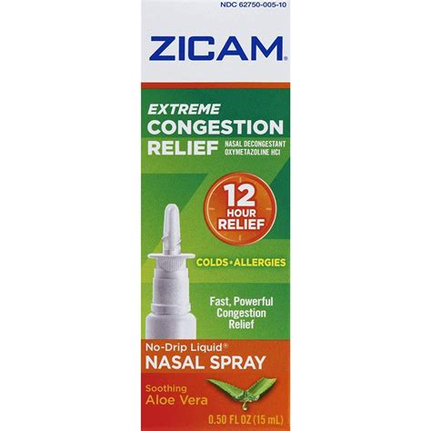 Zicam Extreme Congestion Relief No Drip Liquid Nasal Spray 050 Ounces Each Value