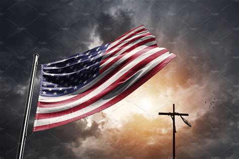 United States Flag With A Cross United States Flag Flag Christian