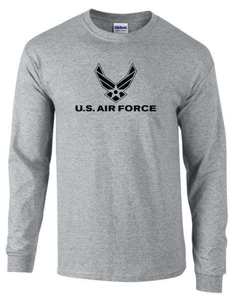 Us Air Force Long Sleeve T Shirt Grey Custom Imprint