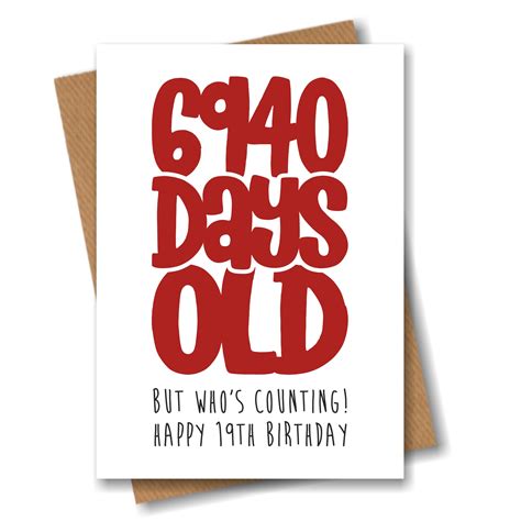 Funny 19th Birthday Card 6940 Days Old But Whos Etsy