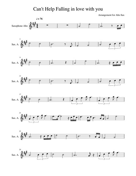 Print And Download In Pdf Or Midi Can T Help Falling In Love With You Arrangement For Alto Sax