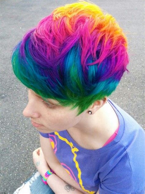 Best 25 Short Rainbow Hair Ideas On Pinterest Rainbow Hair