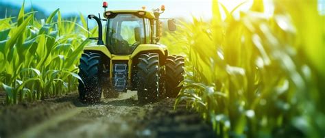 Premium Ai Image G Autonomous Tractor Working In Corn Field Future