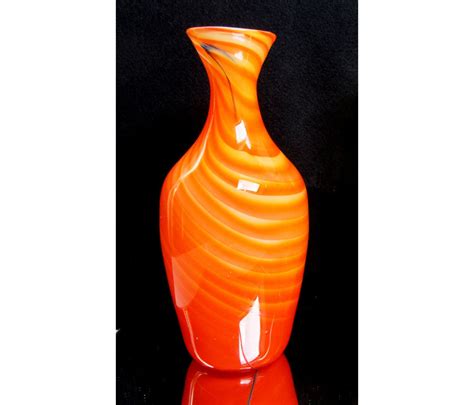 Vintage Orange White Swirl Pattern Glass Vase Hand Blown Etsy Pattern Glass Swirl Pattern