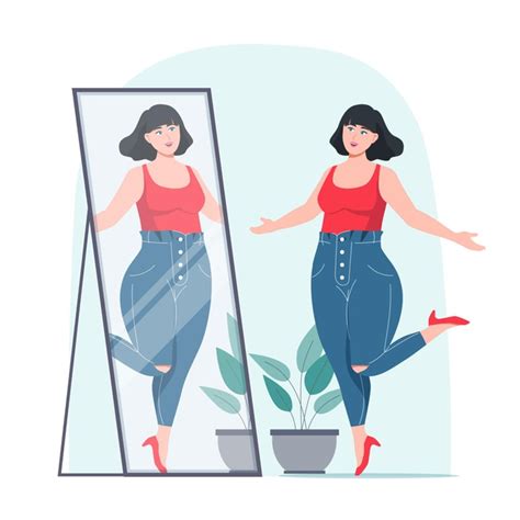 Freepik Woman Looking Into The Mirror Self Esteem Concept Free Vector