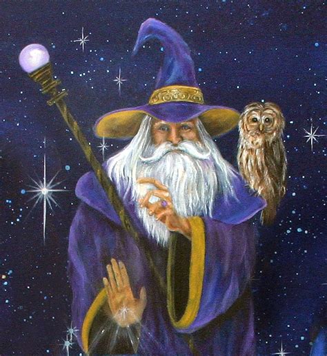 Magical Merlin Wizard And Owl Art Print Wall Art Home Decor Magic