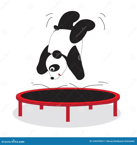 Panda Fun Jumping On A Trampoline Stock Illustration Illustration Of