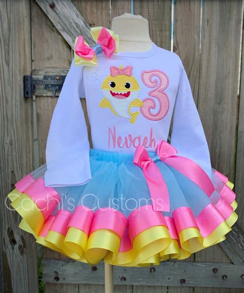 Baby Shark Birthday Outfit Baby Girl Shark Tutu Outfit Baby Etsy
