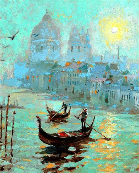 Fog Morning In Venice Oil Palette Knife Painting On Canvas Etsy