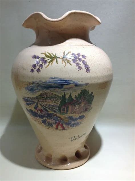 Vintage Grand Vase Vallauris Col Fleur Cru Moucheter D Cor Champ Tre