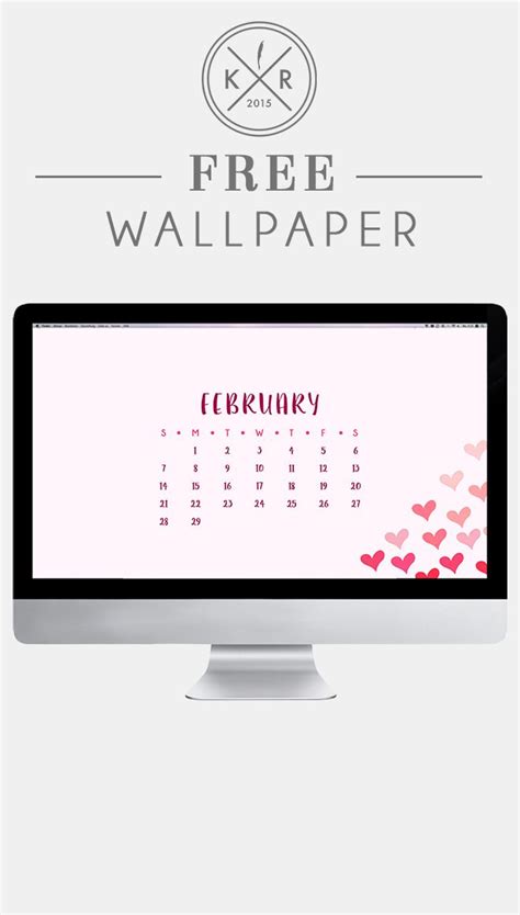 Pink Hearts February Calendar For Free Desktop Wallpapers Backgrounds