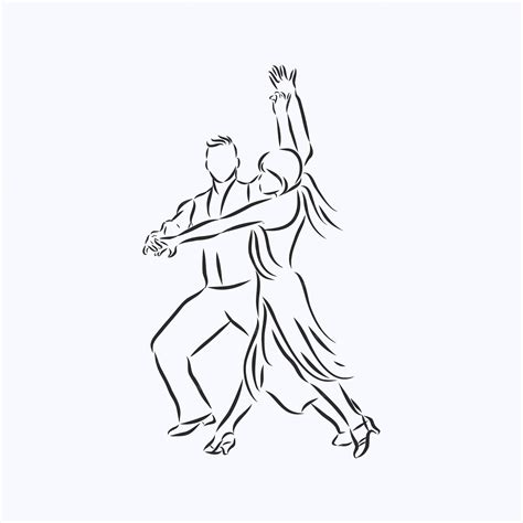 춤추는 남자와 여자 탱고 왈츠 라틴 아메리카 댄스의 그림 프리미엄 벡터