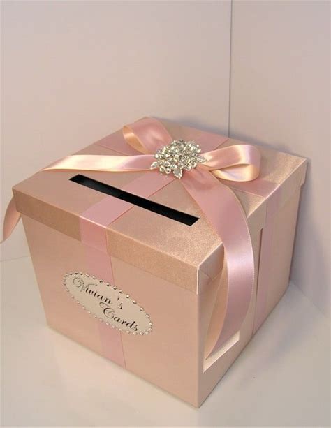 Wedding quinceañera sweet 16 Card Box Rose Gold and Blush Pink nude