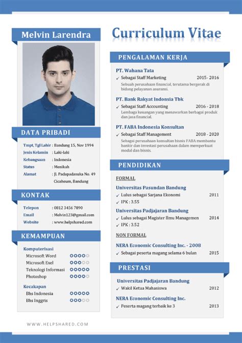 Cv Template Bahasa Indonesia Free Resume Templates