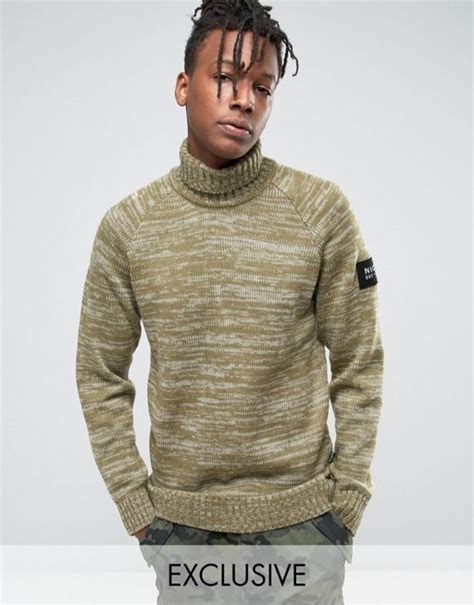 Nicce London Roll Neck Jumper With Arm Patch Asos Knitwear Men Roll Neck Jumpers Sweater