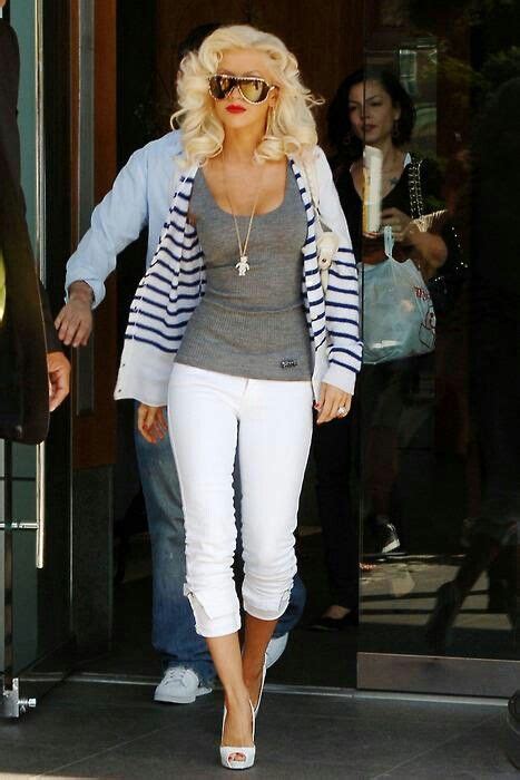 Pantalón Blanco Christina Aguilera Celebrity Outfits Fashion