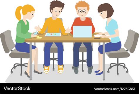 Team Working Young People Talking Together Vector Image