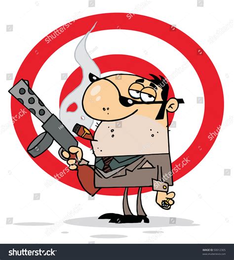 tough cigar smoking mobster holding submachine stock vector royalty free 50012305 shutterstock