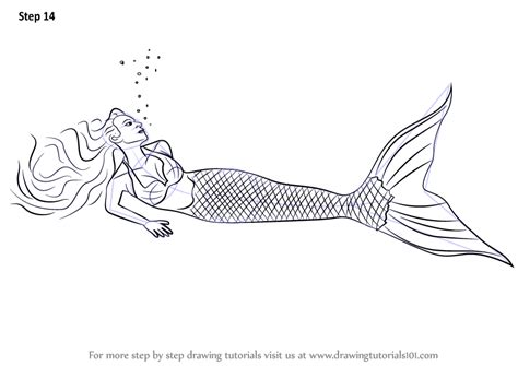 Step by step drawing tutorial on how to draw a mermaid in water. Step by Step How to Draw a Mermaid in Water ...
