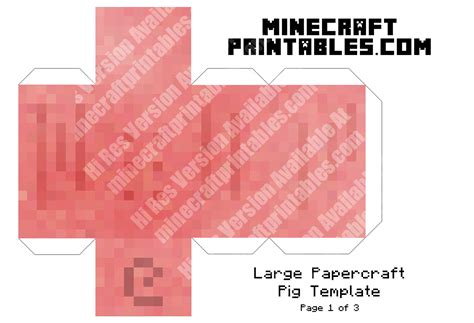 Pig Printable Minecraft Pig Papercraft Template