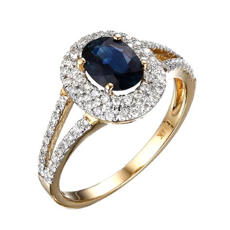 Deep Blue Sapphire Ring 18k Yellow Gold
